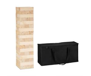Relaxdays Torre de bloques de madera XXL marrón claro,negro