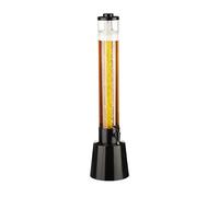 Relaxdays Torre de Cerveza Alta con Grifo, 3 L, Dispensador de Bebidas con Enfriador, Beer Tower, Transparente y Negro