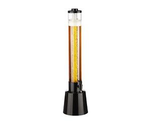 Relaxdays Torre de Cerveza Alta con Grifo, 3 L, Dispensador de Bebidas con Enfriador, Beer Tower, Transparente y Negro
