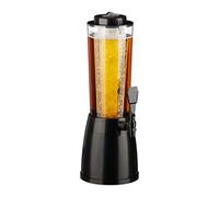 Relaxdays Torre de Cerveza con Grifo, 2,5 L, Dispensador de Bebidas con Enfriador, Beer Tower, Transparente y Negro
