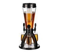 Relaxdays Columna Torre de Cerveza con 3 Grifos, 4 L, Dispensador de Bebidas con Enfriador, Beer Tower, Transparente y Negro