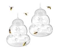 Relaxdays Trampa para avispas pack 2 transparente blanco,transparente
