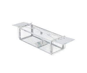 Relaxdays Trampa para Ratones Vivos, Ratonera no Letal, 11,5x40x14,5 cm, Jaula Metal Atrapa Ratas sin Matarlas, Plateado
