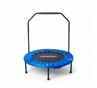 Relaxdays Trampolín Plegable con Barra de Agarre, Ø 102 cm, hasta 120 kg, Interior, Azul, 113 x 102 x 102 cm