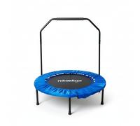 Relaxdays Trampolín Plegable con Barra de Agarre, Ø 102 cm, hasta 120 kg, Interior, Azul, 113 x 102 x 102 cm