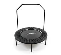 Relaxdays Trampolín Plegable con Barra de sujeción, Ø 102 cm, 120 kg, Fitness Indoor, Negro