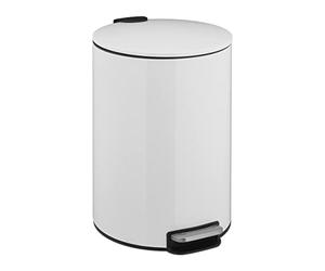 Relaxdays Treteimer 12 Liter Cubo Basura, 12 litros, Mecanismo Automático, Bote Interior Extraíble, Metal, Papelera Moderna Cocina, Blanco, Hierro, 38 x 26 x 30 cm