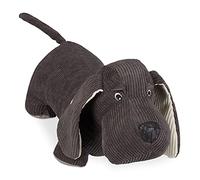 Relaxdays Türstopper Tope Puertas Perro, Sujetapuertas Decorativo, Tela, Arena, Peluche Suelo Animal, Freno Pesado Interior, Marrón, 1 Pieza