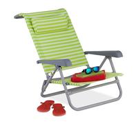 Relaxdays Tumbona playa plegable con reposacabezas blanco,verde,plata