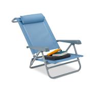 Relaxdays Tumbona plegable con reposacabezas azul claro,gris