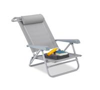 Relaxdays Tumbona plegable con reposacabezas gris