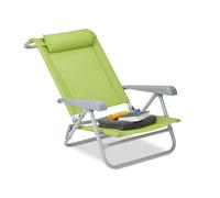 Relaxdays Tumbona plegable con reposacabezas verde,gris