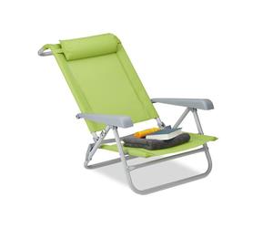 Relaxdays Tumbona plegable con reposacabezas verde,gris
