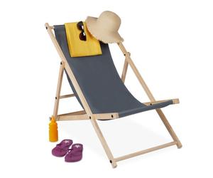 Relaxdays Tumbona plegable madera antracita,marrón claro