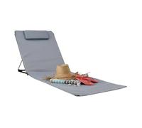 Relaxdays Tumbona Portátil XXL con Cojín, Plástico, Gris, 4x60x195 cm | tumbona acolchada con cojín para la cabeza, ajustable, bolsa de transporte