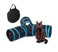 Relaxdays vías Túnel para Gatos Plegable, 25x92x85 cm, Tubo para Gatitos, Accesorios Gatunos, 3 Caminos, Nailon, Multicolor