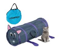 Relaxdays Túnel plegable para gatos diseño ratón púrpura,gris