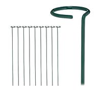 Relaxdays Tutores Plantas Metal, 10 Soportes Trepadoras con Anillo, Varillas Entutorar Enredaderas, 80 cm, Verde Oscuro, Acero, 80 x 6 x 6 cm