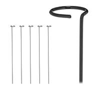 Relaxdays 6er Set Pflanzstäbe aus Metall Tutores Plantas Metal, 6 Soportes Trepadoras con Anillo, Varillas Entutorar Enredaderas, Acero, 80 cm, Negro, 80 x 6 x 6 cm