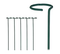 Relaxdays Tutores Plantas Metal, Verde Oscuro | 6 Soportes Trepadoras con Anillo, Varillas Entutorar Enredaderas, 40 cm