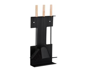Relaxdays Utensilios de limpieza para chimenea marrón claro,negro