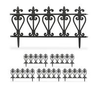 Relaxdays Valla para Jardín de Plástico, 6 Paneles, 32,5 x 61 cm C/U, Bordes de Arriate, para Enchufar Entre sí, Negro