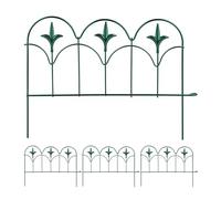 Relaxdays Juego de 4 cercas Valla de Jardín Diseño Flor de lis, Set de 4, Metal, 28x38,5 cm C/U, Bordes de Arriate Decorativos, Verde, Acero