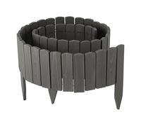 Relaxdays Valla de jardín Flexible 200 cm, Altura Visible 20 cm, para Clavar en Madera y césped, Gris Oscuro