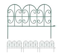 Relaxdays Valla de Jardín Metálica, 4 Paneles, 28x38,5 cm C/U, Bordura de Exterior Hincable, Bordes para Patio, Verde