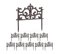 Relaxdays Valla de Jardín, Set de 10, Hierro Fundido, 27 x 27 cm, Diseño Vintage, Bordura Huerto para Clavar, Marrón