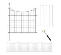 Relaxdays Valla Estanque, 5 Paneles, Reja Jardín Metálica, 65 x 75 cm, Verja para Clavar en la Tierra, Verde Oscuro, Acero, Caucho, Hierro