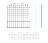 Relaxdays Valla Estanque, 5 Paneles, Reja Metálica Jardín, Piscina, 79 x 78 cm, Verja para Clavar en la Tierra, Verde, Acero