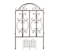 Relaxdays Valla jardín 3 paneles color bronce marrón oscuro