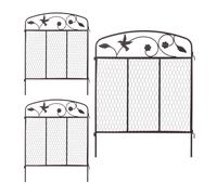 Relaxdays Valla jardín de encaje set de 3 marrón oscuro