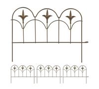 Relaxdays Juego de 4 cercas de Metal Valla de Jardín Metálica Diseño Flor de lis, Set de 4, 28 x 38,5 cm C/U, Bordes de Arriate Decorativos, Bronce, Acero