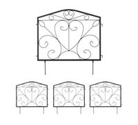 Relaxdays Valla Jardín, 4 Piezas 60 x 60 cm, Bordura Césped Metal, Cerramiento Huerto Decorativo, Paneles Hierro, Negro