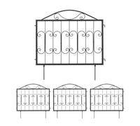 Relaxdays Valla Jardín, 4 Elementos de 60 x 60 cm, Bordura Césped Metálica, Cerramiento Huerto Decorativo, Hierro, Negro