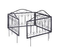 Relaxdays Valla jardín metálica set de 4 gótico negro