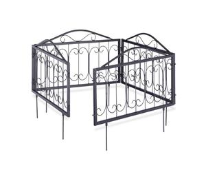 Relaxdays Valla jardín metálica set de 4 gótico negro
