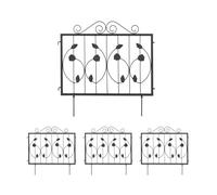 Relaxdays Valla Jardín, 4 Piezas 60 x 60 cm, Borde Césped Metálico, Bordura Huerto Decorativa, Paneles Hierro, Negro