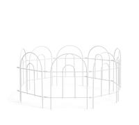 Relaxdays Valla metálica para parterres, 6 módulos con Arcos, bordura de 45x240 cm, Blanca