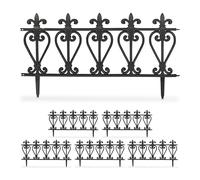 Relaxdays Valla para Jardín de Plástico, 6 Paneles, 32,5 x 61 cm C/U, Bordes de Arriate, para Enchufar Entre sí, Negro