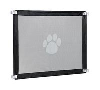 Relaxdays Valla Protectora Mascotas, Puerta y Escaleras, 80x99 cm, Plástico y Nailon, para Pegar o Taladrar, Negro