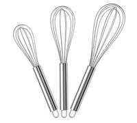 Relaxdays Varillas Batidoras Manuales de Acero Inoxidable, Plateado | Pack de 3 varillas en tamaños diferentes para mezclar y batir con facilidad