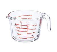 Relaxdays Vaso Medidor Cristal, 250 ml, Resistente al Calor, Apto Microondas, Escala en ml, oz, Cups, Transparente