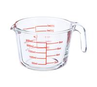 Relaxdays Vaso medidor de cristal de 250 ml rojo,transparente