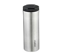 Relaxdays Vaso Térmico Café Acero INOX., 400 ml, Bebidas Calientes y Frías, Taza Hermética, sin BPA, Plateado y Negro