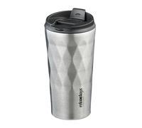 Relaxdays Inoxidable, 350 ml Vaso Térmico Café, Bebidas Calientes y Frías, Taza Hermética de Acero INOX, sin BPA, Plateado y Negro