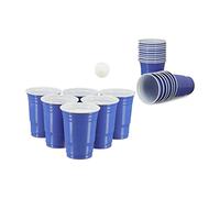 Relaxdays Vasos Beer Pong, Pack 100 Unidades, Reutilizables. para Fiestas, Plástico, 473 ml, para Bebidas o Cerveza, Azul