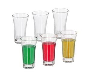 Relaxdays Vasos Chupito, Juego de 6, Shot Glass, para Tequila o Licor, Redondos, Largos, Base Gruesa, 6cl, Transparentes